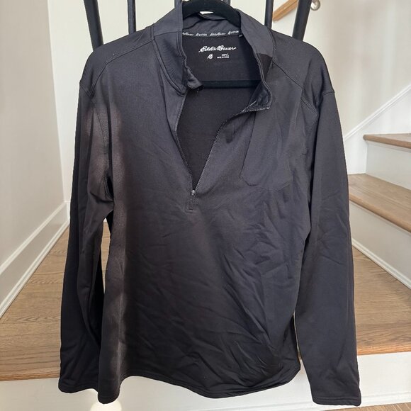 Men's Black Eddie Bauer Quarter-Zip - Picture 1 of 3